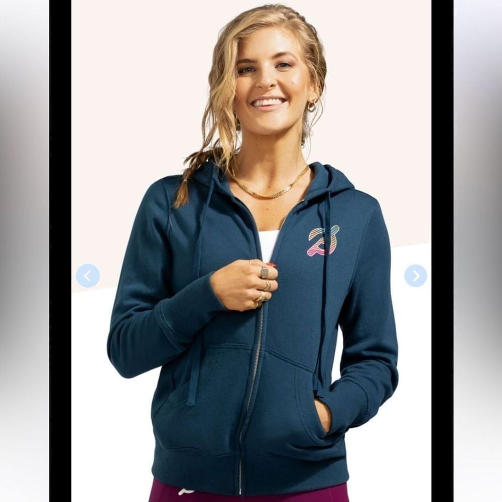 Peloton Women's Full Zip Blue Logo Hoodie Cycling- Size Small