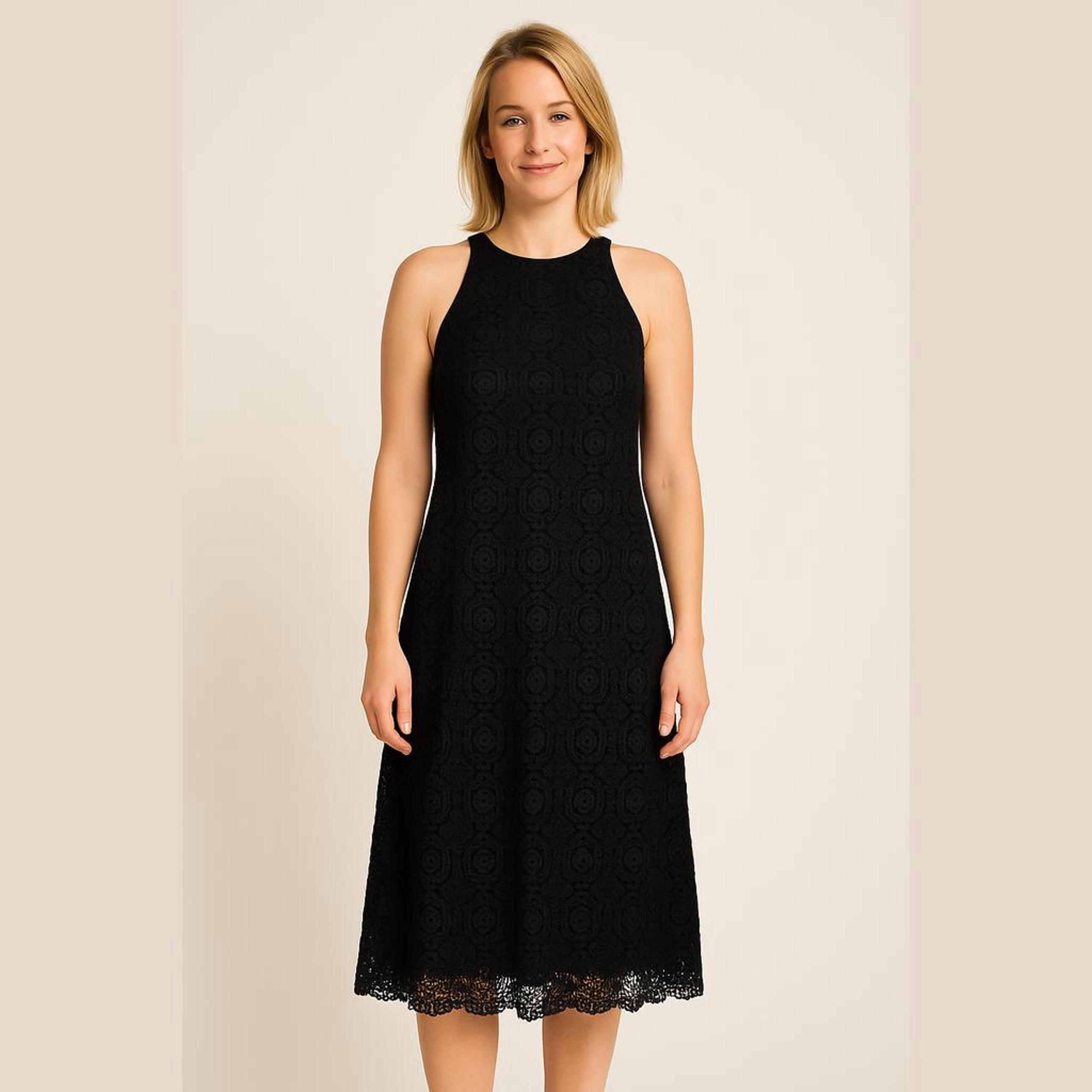 NWT kersh Black crocheted dress size small petite
