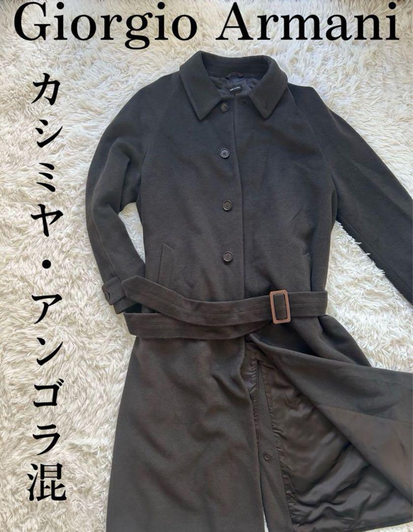 GIORGIO ARMANI Oversized Size Cashmere Angora Trench Coat