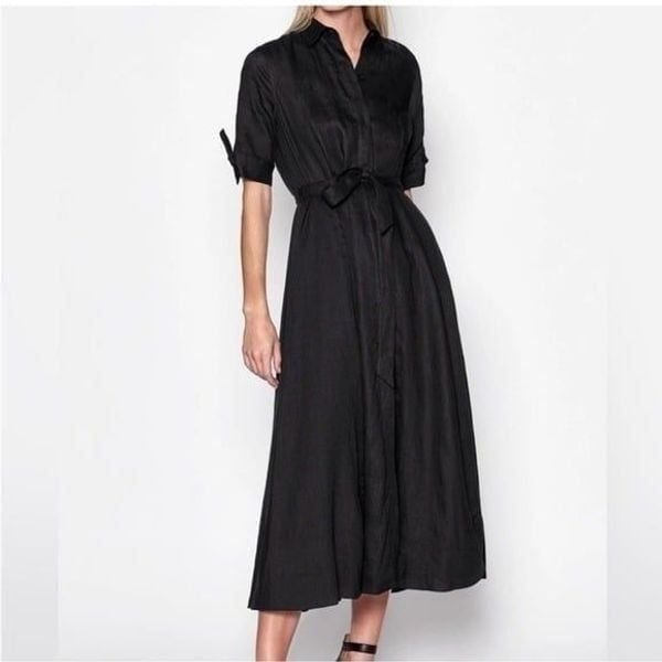 EQUIPMENT Irenne Dress Women Size 0 Linen Midi Belted Minimalist Modest