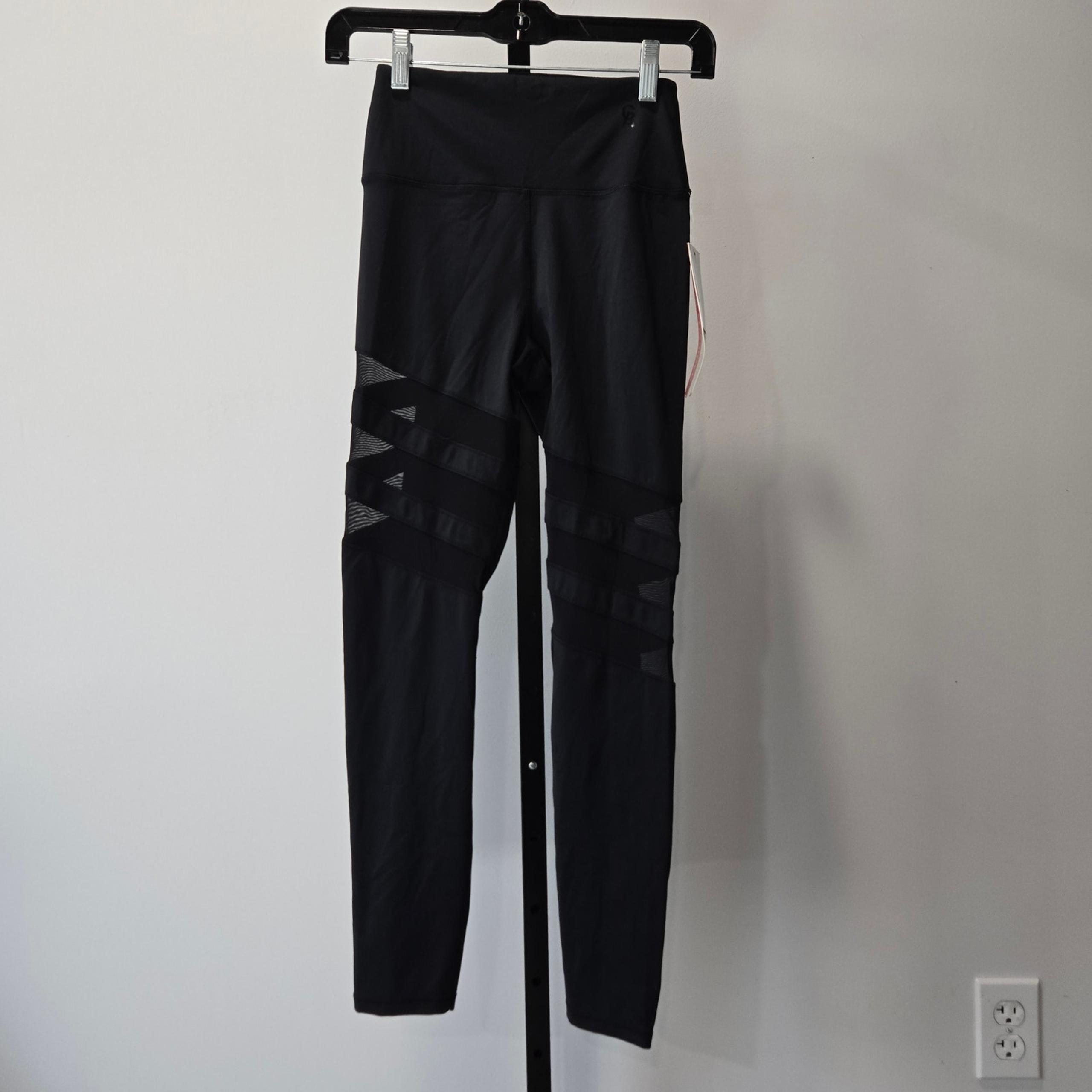 NWT Good American Performance Laced Trim Legging Black Athletic Mesh Size 0