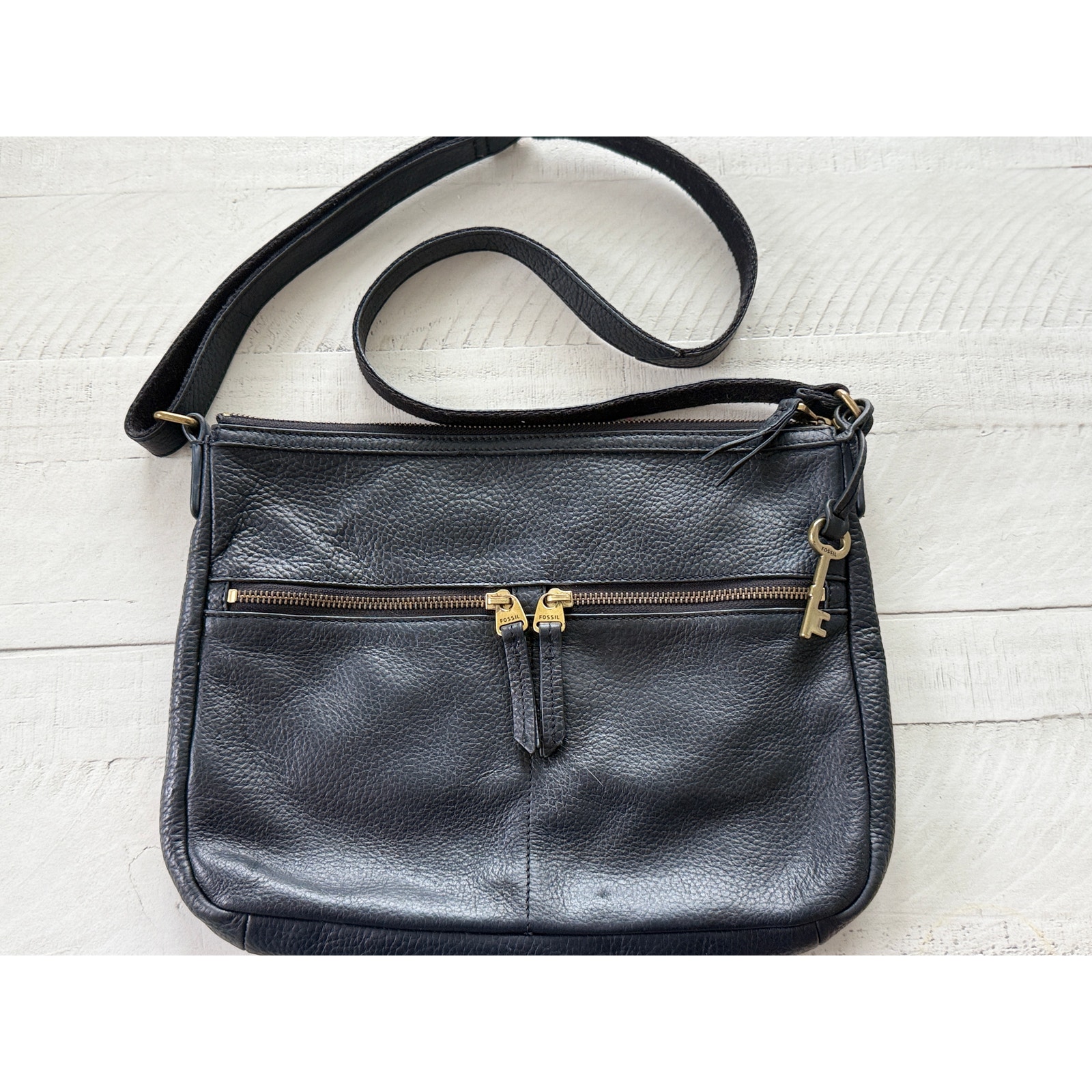 Fossil Black Leather Crossbody Bag