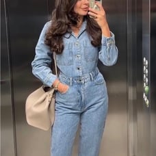 ZARA BLOGGER FAVORITE TRF LONG DENIM JUMPSUIT