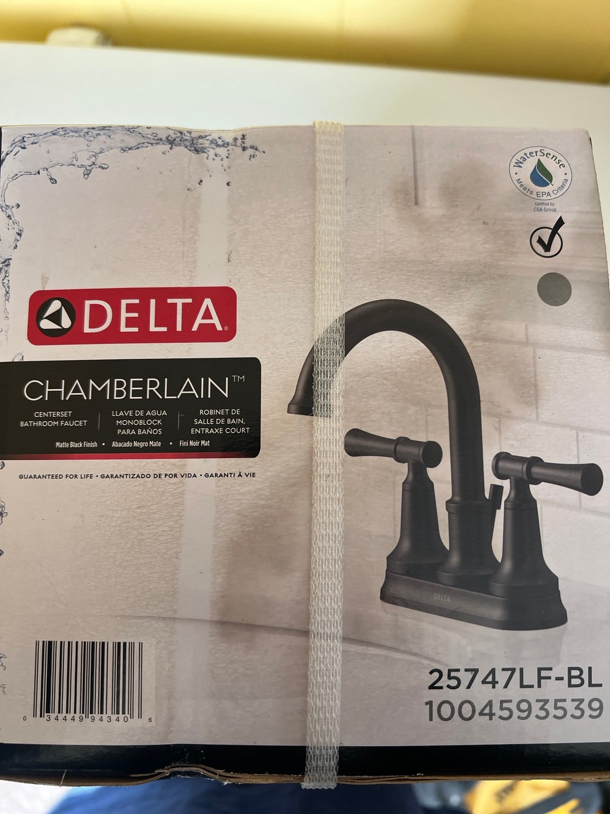 Delta center set matte black faucet