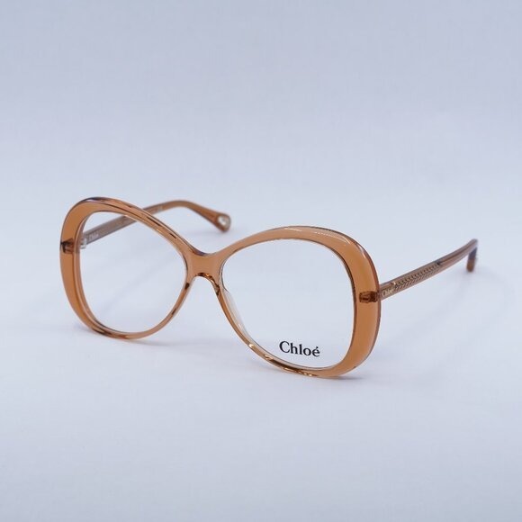 New Chloe CH0011O 001 Eyeglasses - Transparent Orange Frame, 56mm