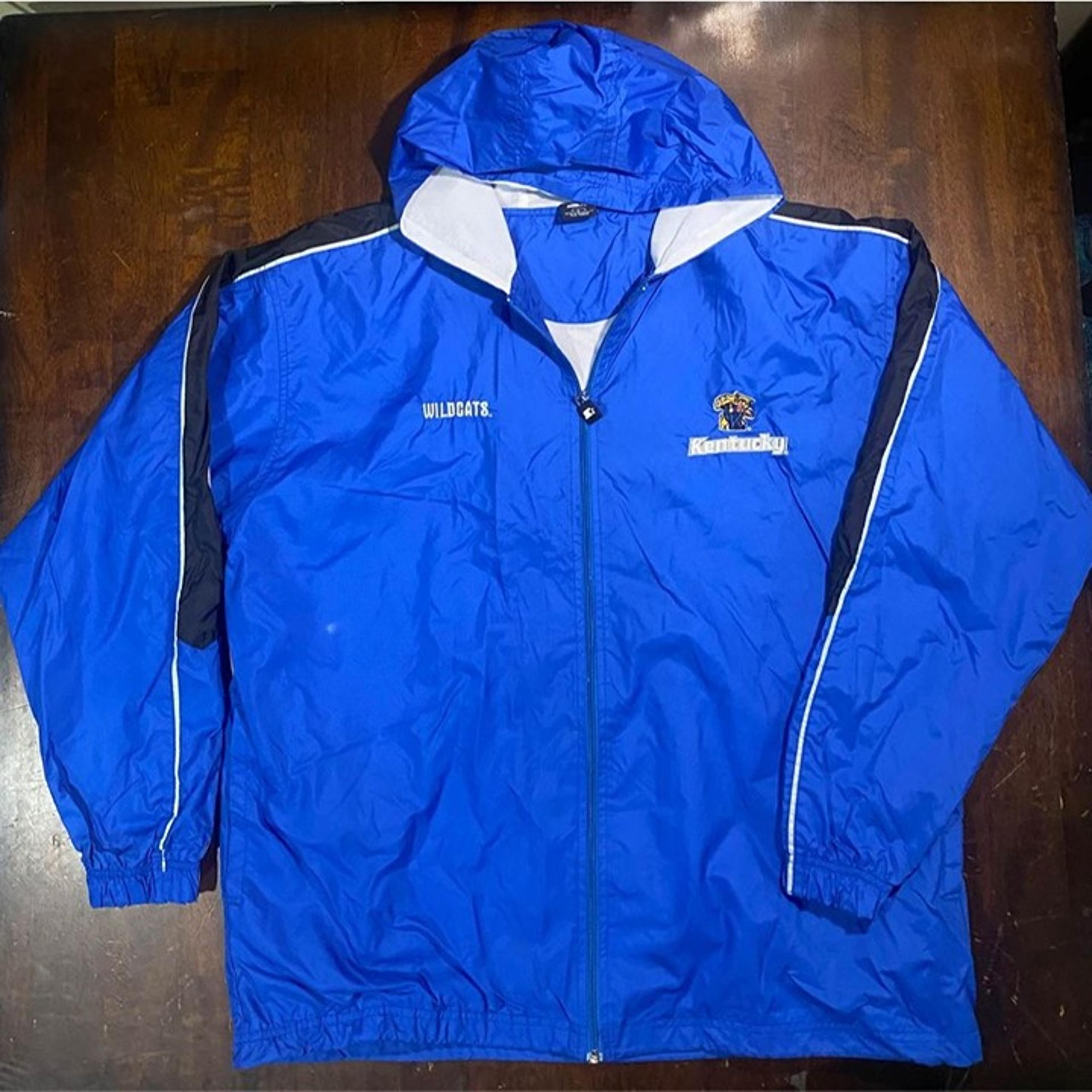 Vtg 90's Starter Kentucky Wildcats Hooded Windbreaker Jacket, Men's Size Large