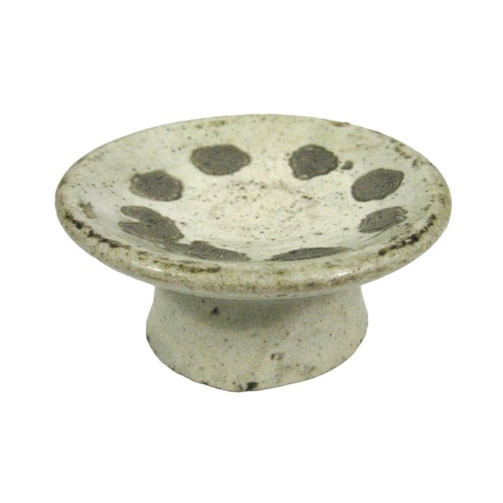 Asian Ceramic Bowl Stand Pottery Clay White Glazed Earthenware Footed 4 1/8 in