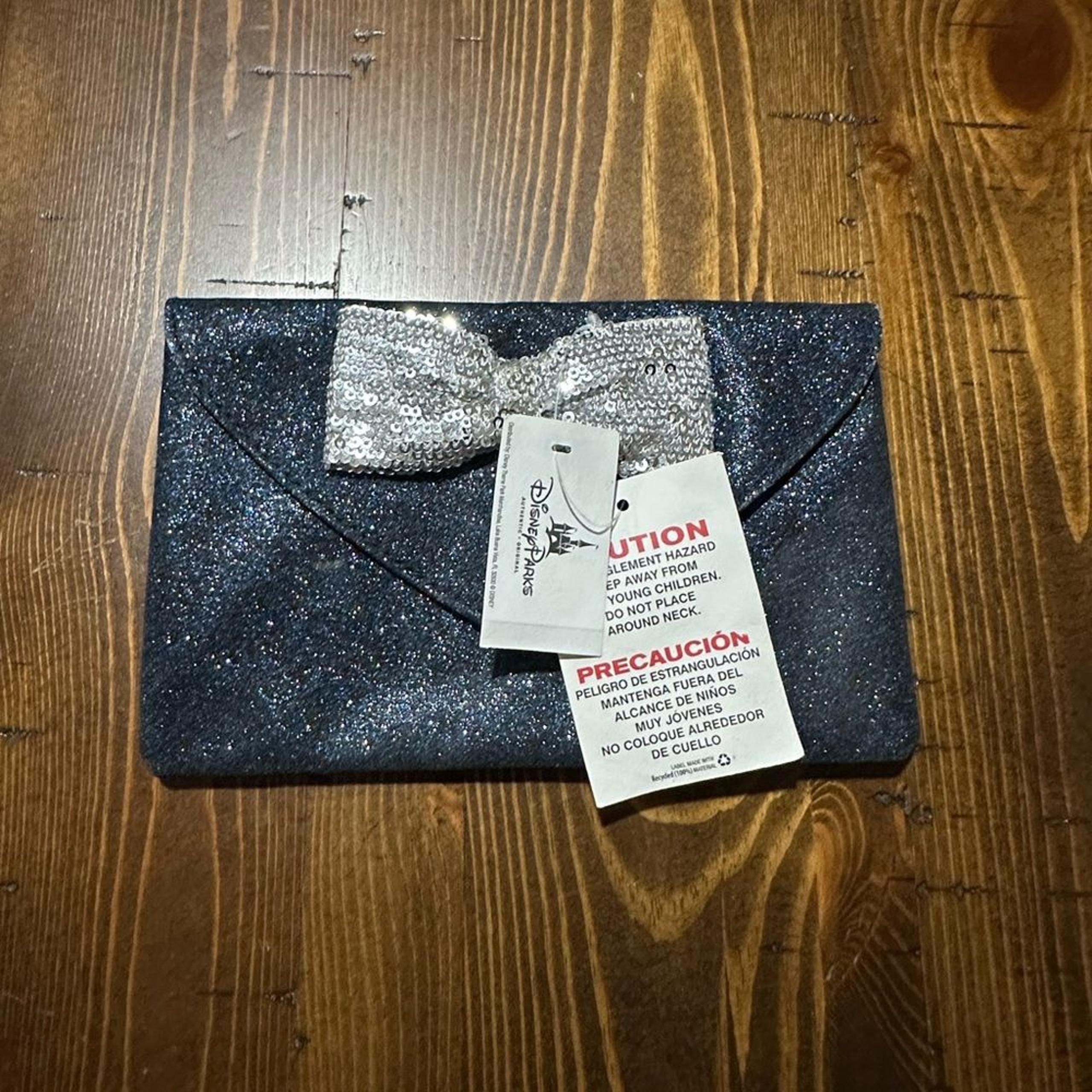 Disney Parks 60th Anniversary Clutch Handbag Purse Bag Blue Glittery 7.5"x5" NWT