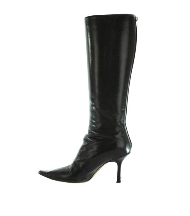 JIMMY CHOO Brown Leather Rear Zip Boots