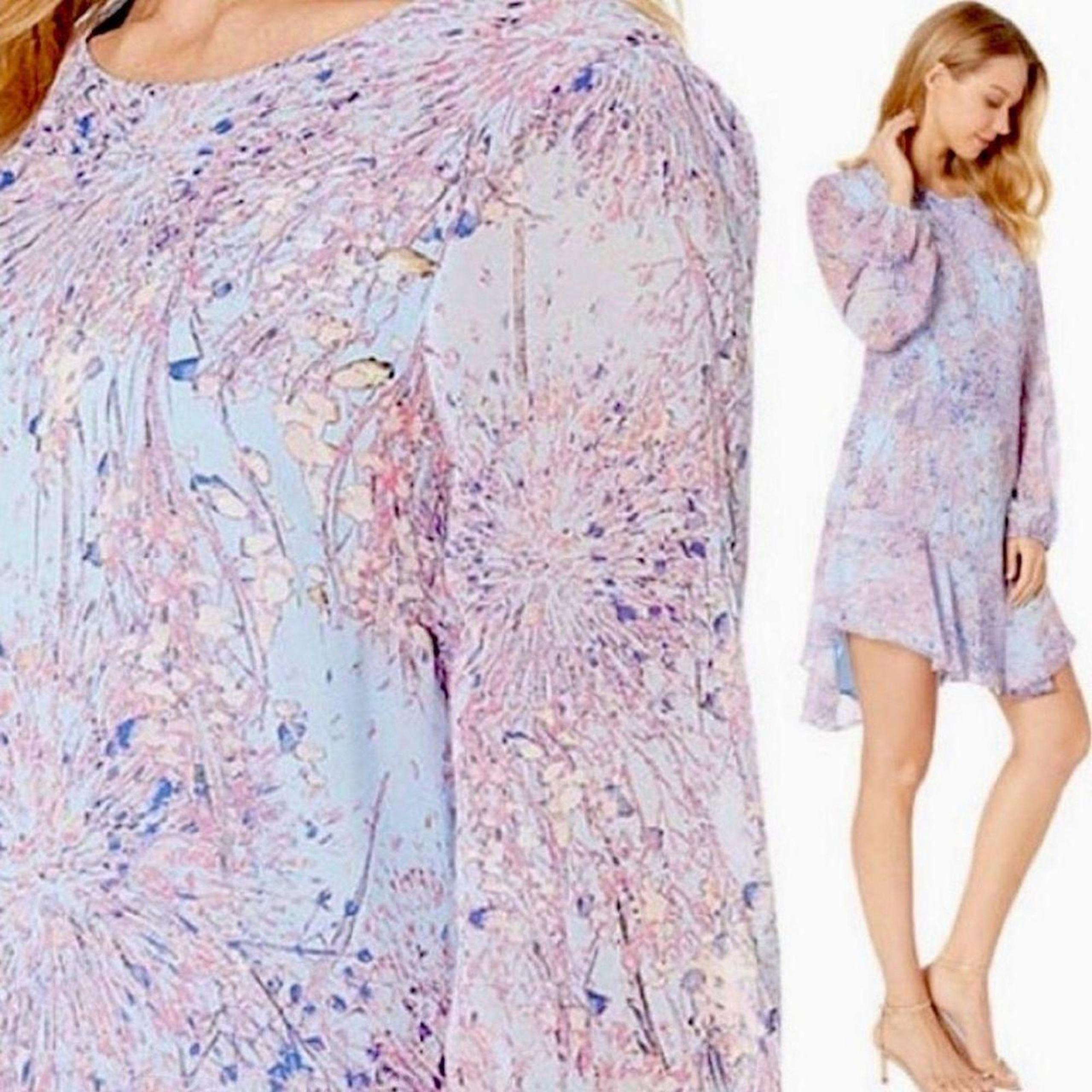 Bcbgmaxazria Long Sleeve Bluebell Floral Printed Shift Dress. Sz. M