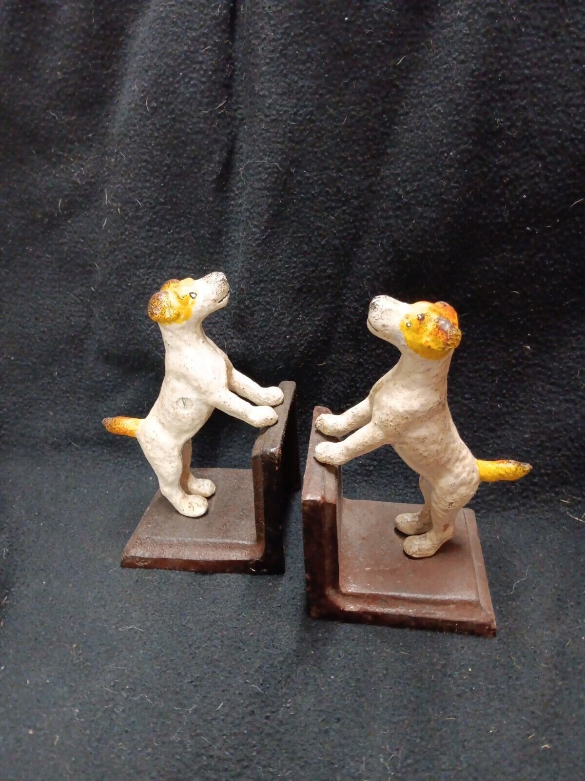 Cast Iron Pair White Vintage Jack Russell Terrier Bookend