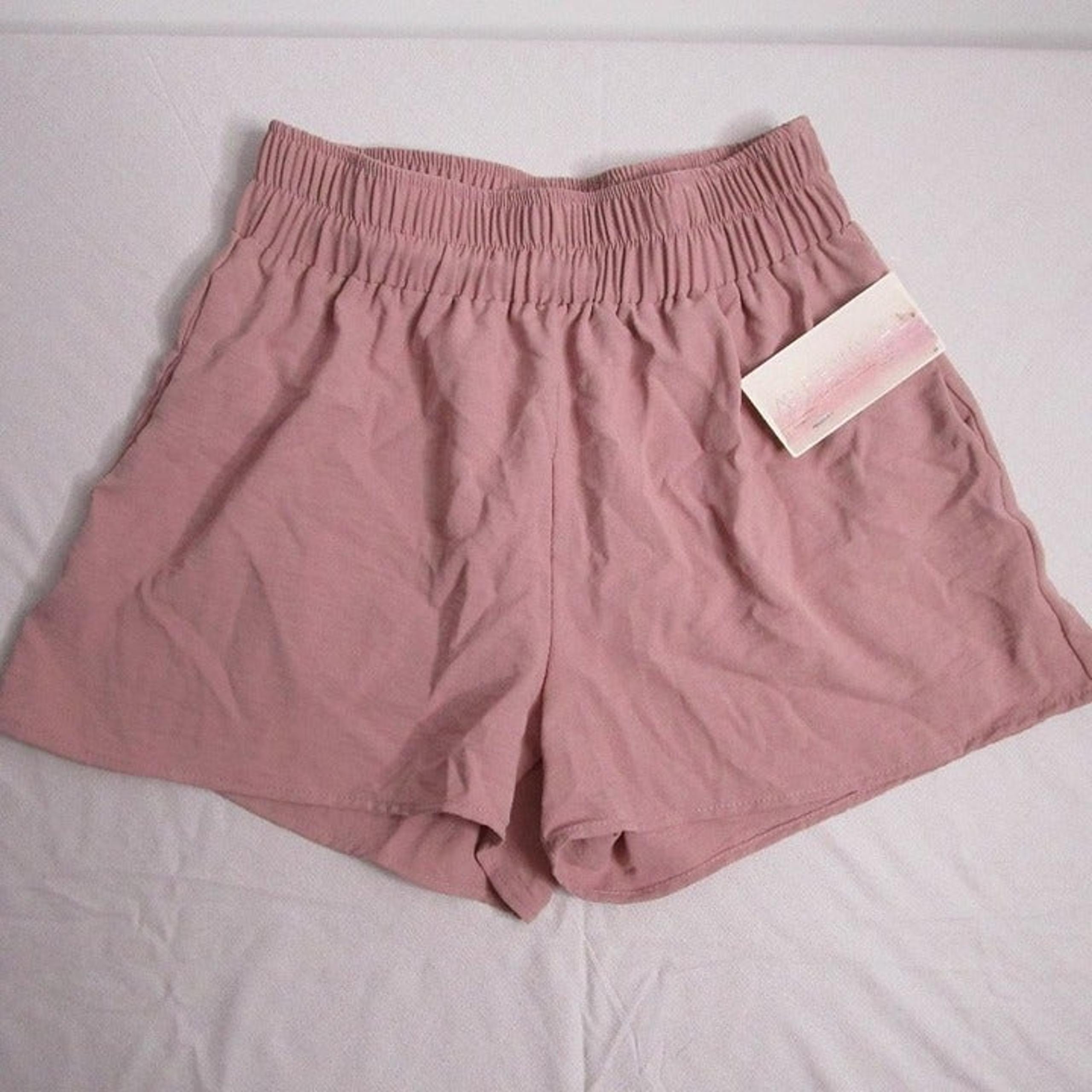 ALTAR'D STATE REVIVAL Light Pink  Stretchy Waist ATHLETIC Medium Shorts #737