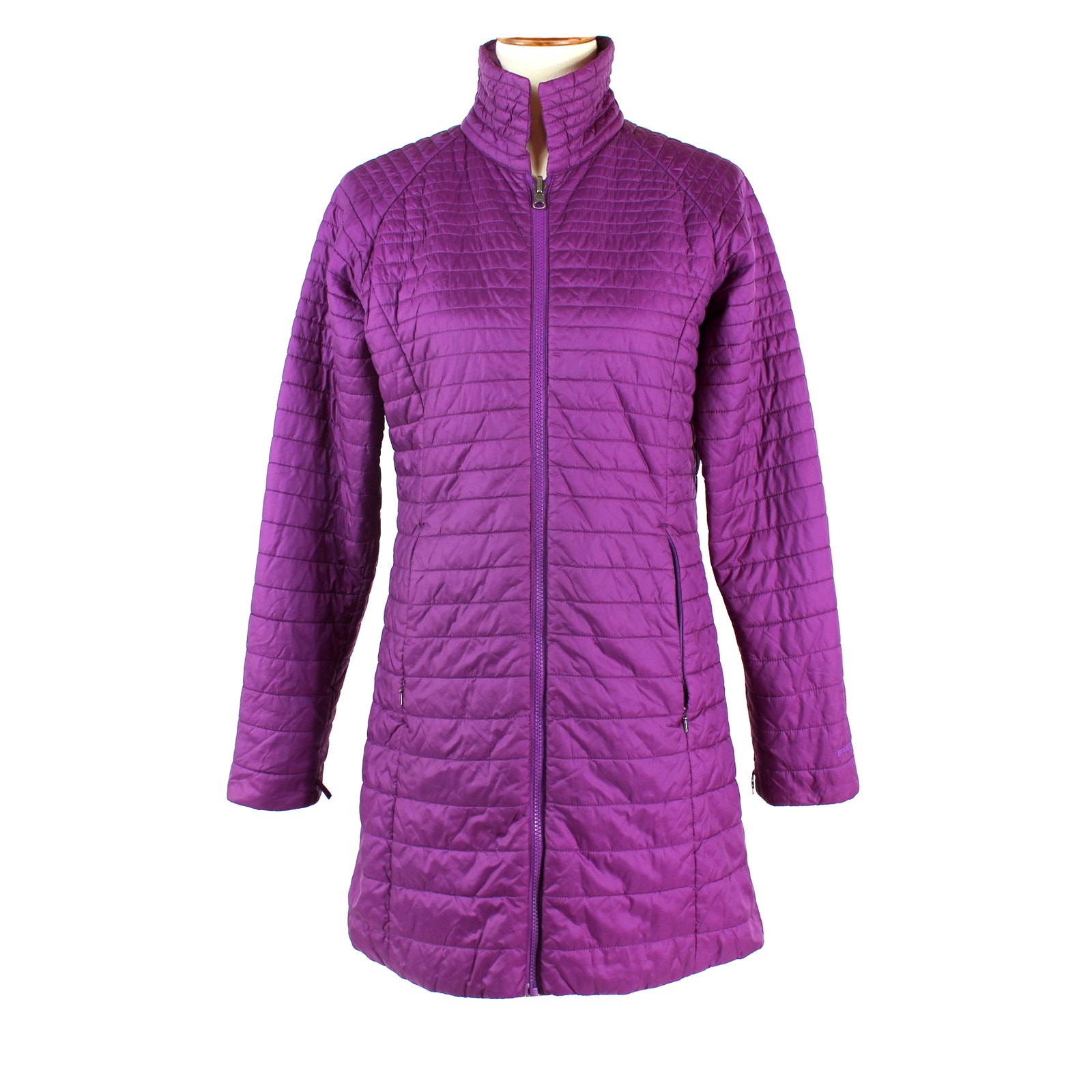 Patagonia Quilted Lightweight Jacket Purple Nylon Long Length Zip Up Coat Size M