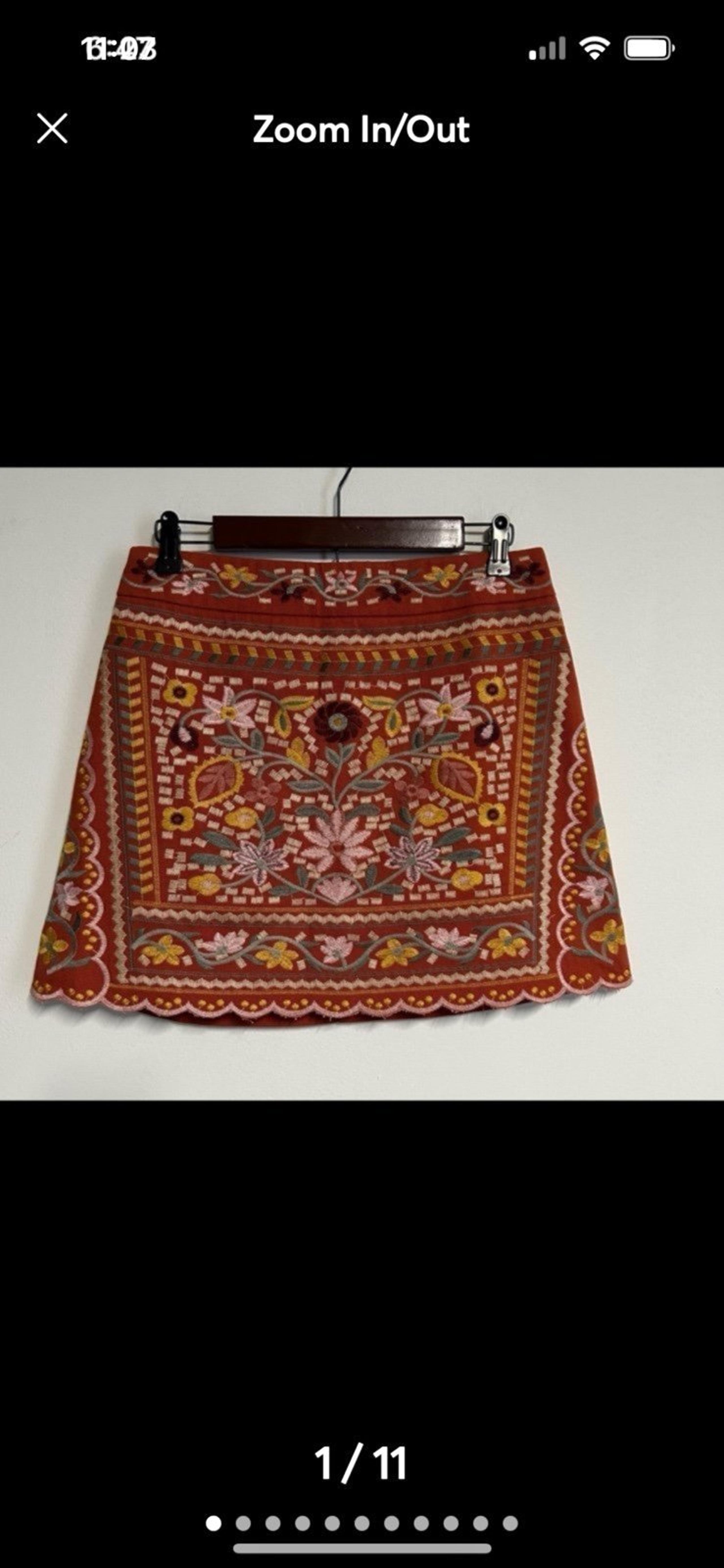 Lulus Women’s Medium Embroidered Floral Mini Skirt Bohemian Festival Hippie