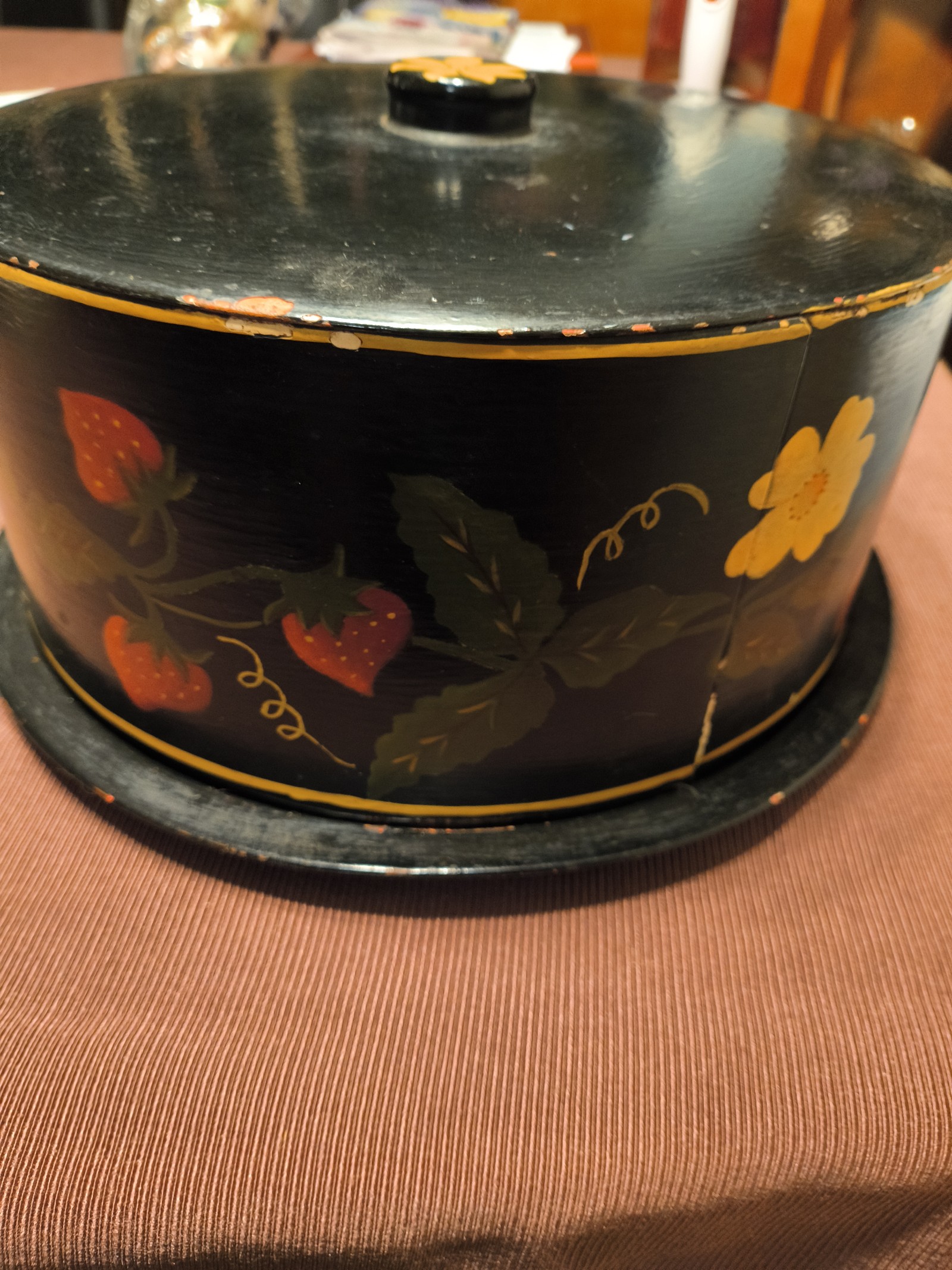 Antique Toke Cake stand hand painted, signed