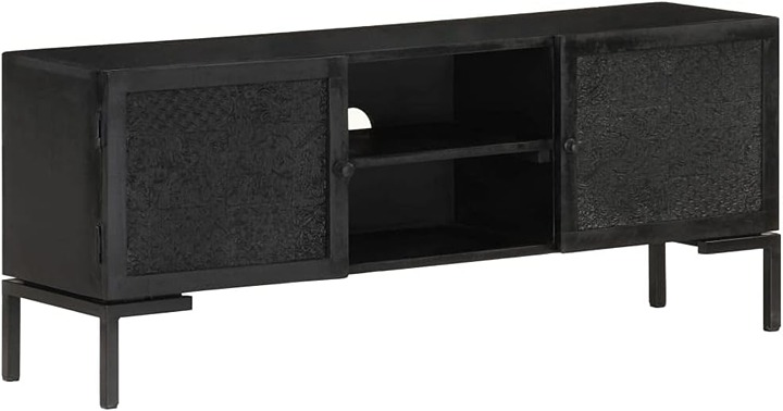 vidaXL TV Cabinet Black 45.3 x11.8 x18.1 Solid Mango Wood #M-21021