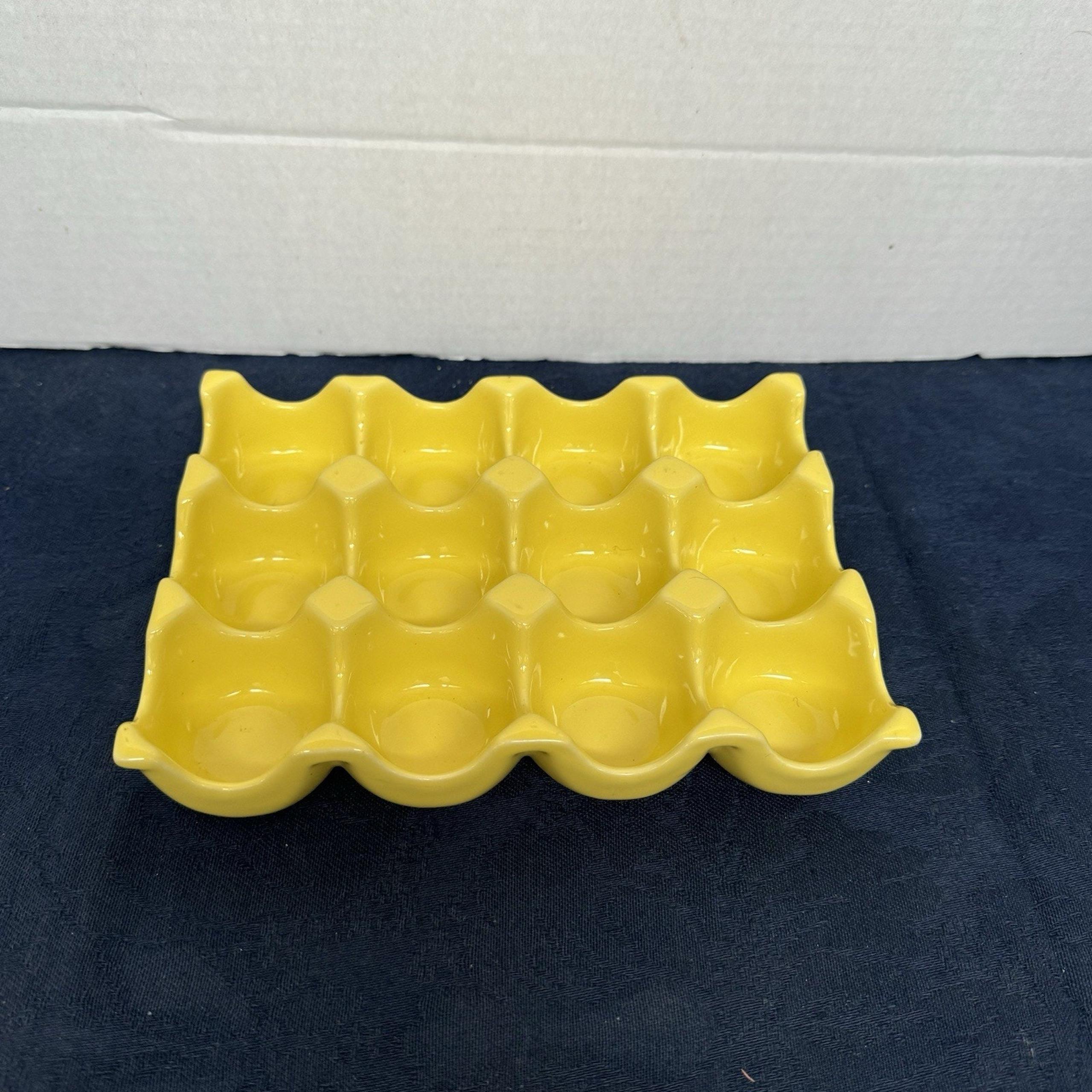 Vintage Chantal Ceramic Egg Crate Trinket Holder Dozen Decor Farmhouse Yellow