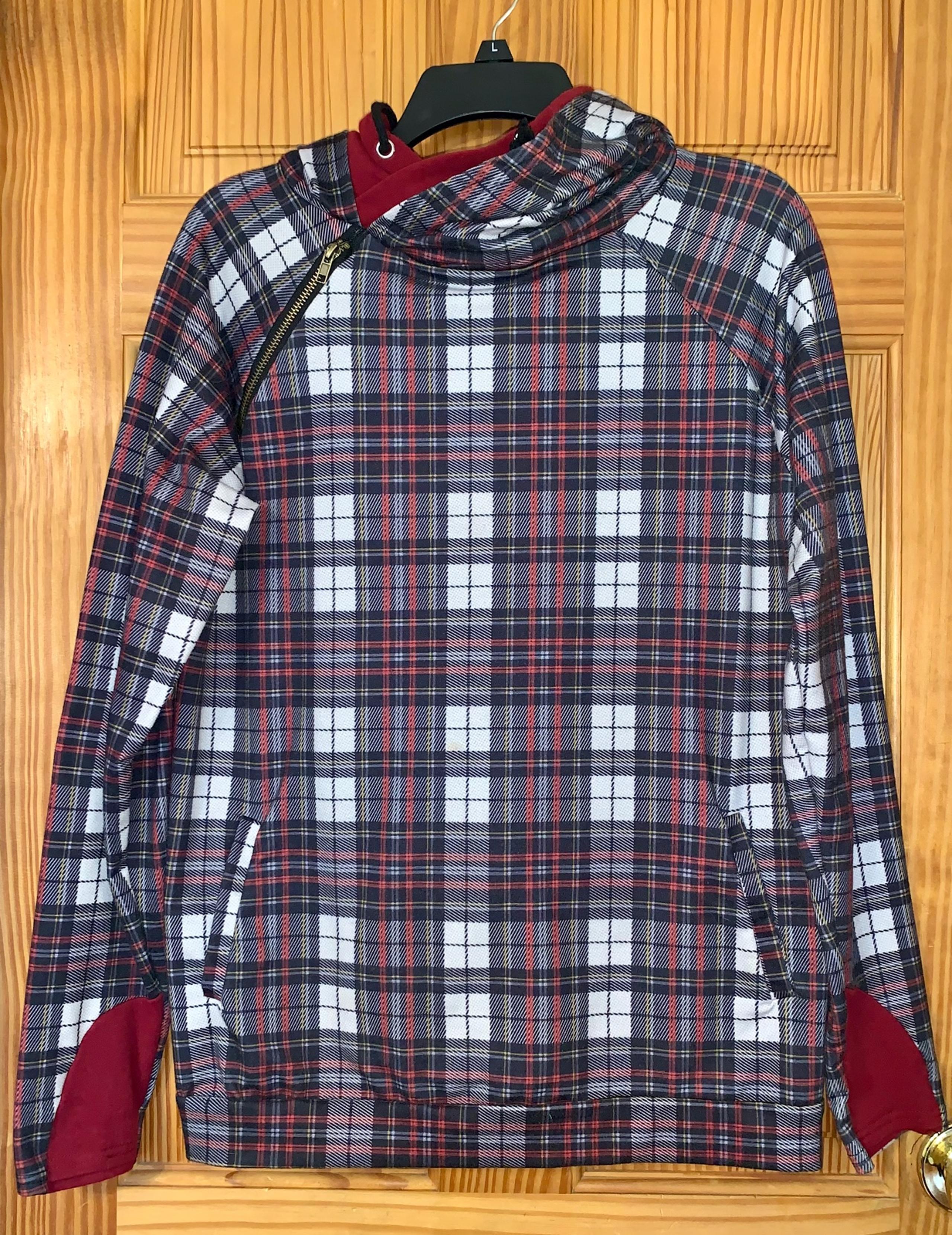 Double Hooded Plaid and Red Sweatshirt