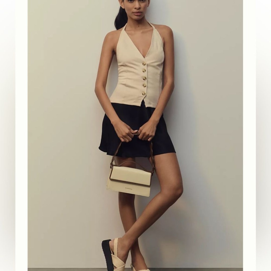 By Anthropologie halter vest top neutral beige tan new