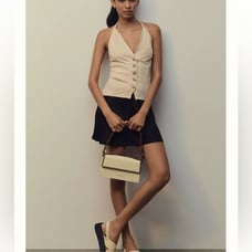 By Anthropologie halter vest top neutral beige tan new