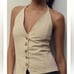 By Anthropologie halter vest top neutral beige tan new