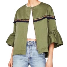 ZARA Aztec Fringed military jacket Boho