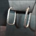 Authentic 1980s Sterling Silver Diamond Etched Hoops Vintage Pierced Earrings