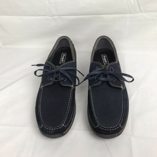 Propet Mens Pomeroy Navy Leather Casual Boat Shoes 17 Extra Wide (EEE)