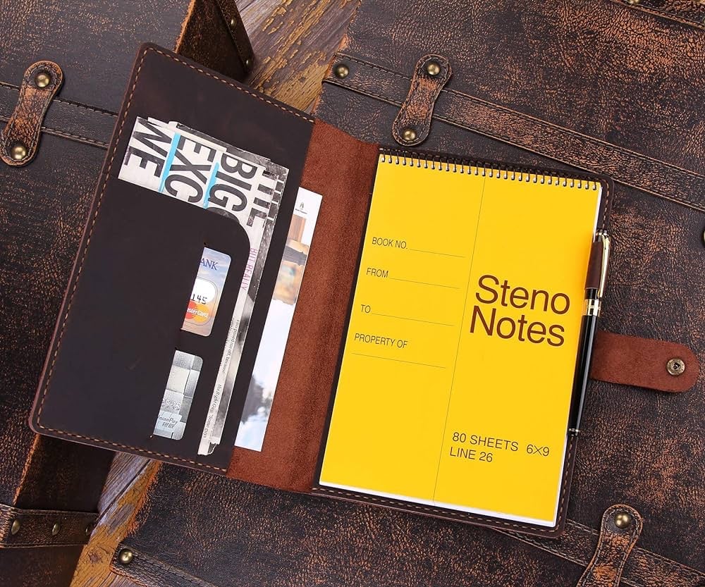 Robrasim Leather Cover organizer for 6 x9 Steno Notebook