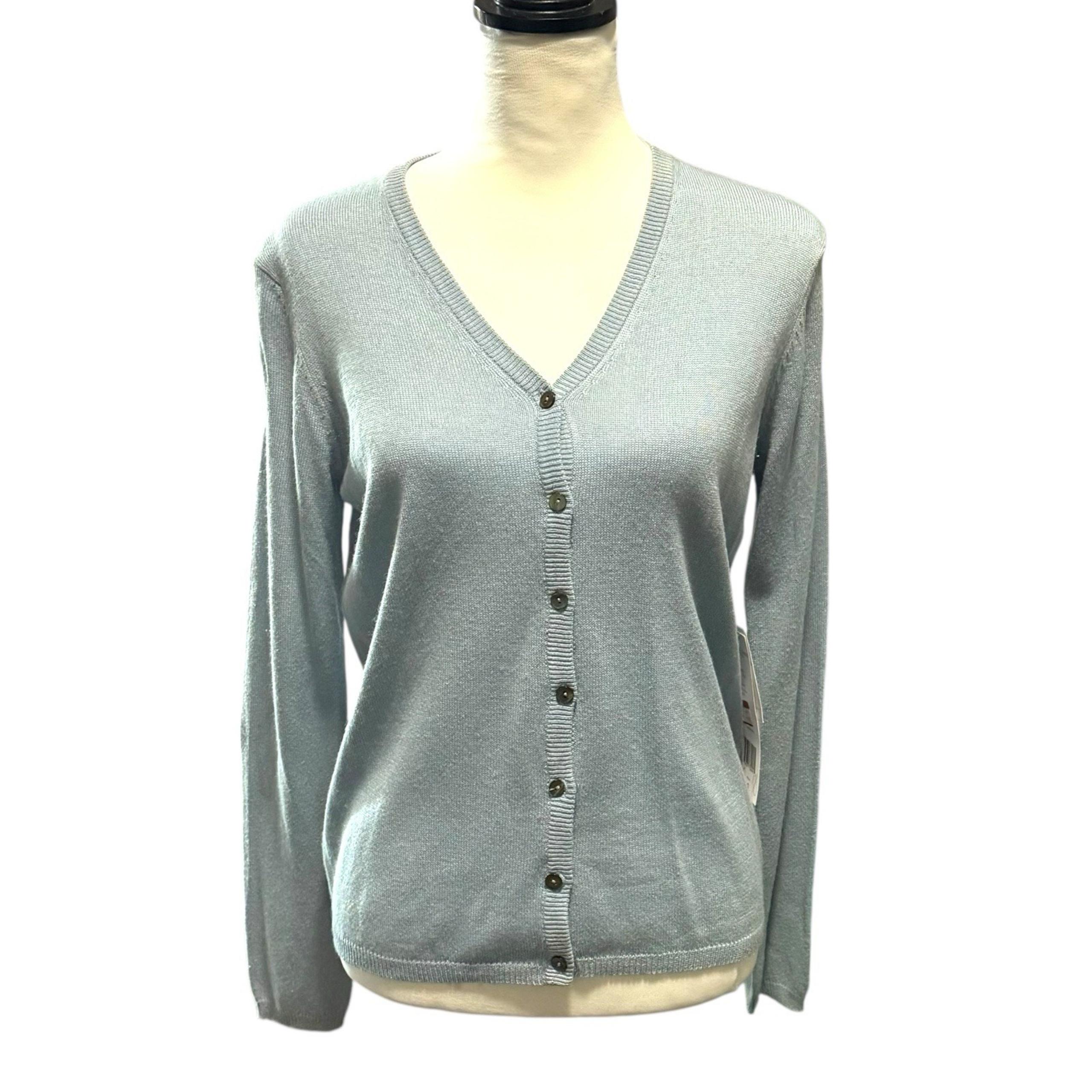 Josephine Chaus NEW Women's Cashmere/Silk Cardigan China Blue Sweater Size Small