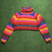 Women’s UNIF Rainbow Striped Cropped Turtleneck Sweater Multi-Colored XSmall