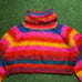 Women’s UNIF Rainbow Striped Cropped Turtleneck Sweater Multi-Colored XSmall
