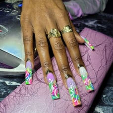 Purple white 90s Line Acrylic Press on nails