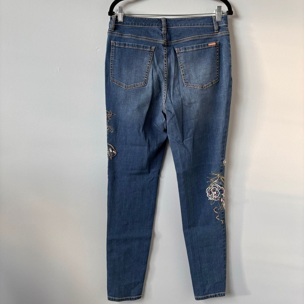 G by Giuliani Jeans Embroidered Floral Skinny jewel Jeans Medium Wash Denim