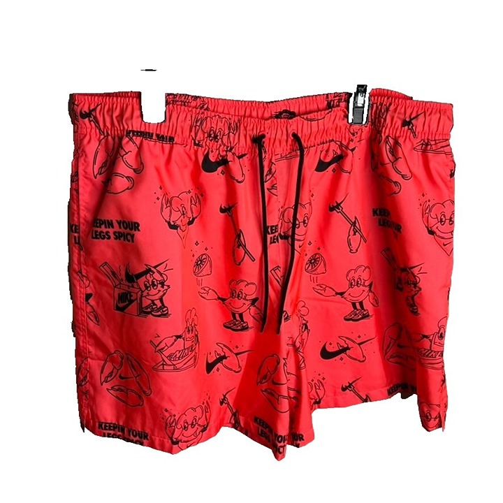 Nike Men's Club 60 Woven Printed 6 Swim Shorts - Hot Punch Size XXL