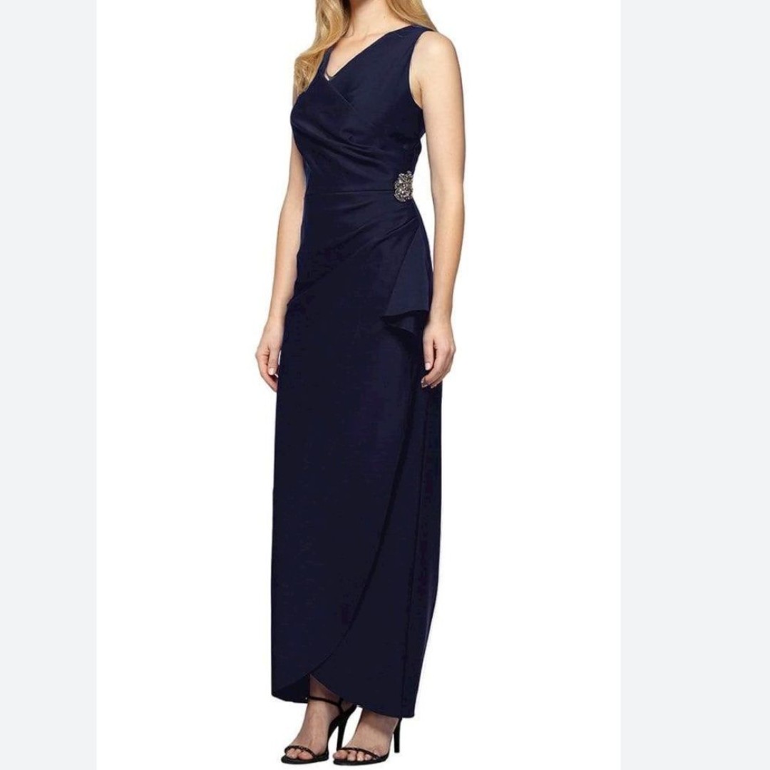 Alex Evenings Embellished Side Drape Column Formal Gown Size 16 Mother Of Bride