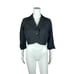 Vintage 50s Cropped Jacket Women's Medium Solid Black One Button Dress Cover Bol