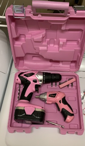 Drill Set and Electric Screwdriver Tool Kit for Women's Pink Tool Set