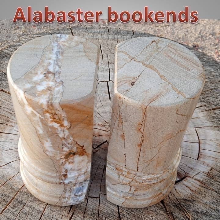 HeAvY!!! ALABASTER mineral stone rock bookends