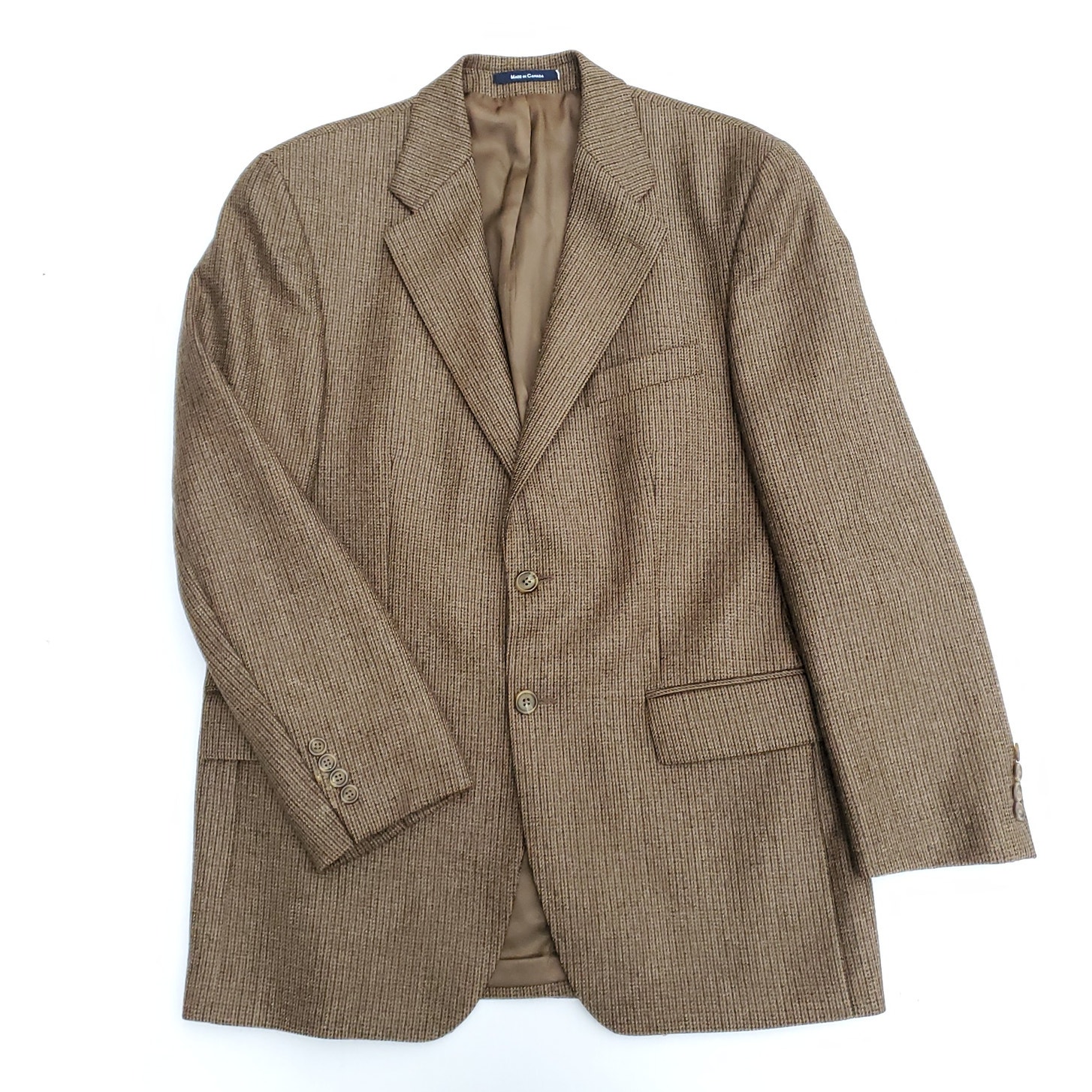 Chaps Ralph Lauren Brown Houndstooth Classic Wool Blazer Sport Coat Jacket 40R