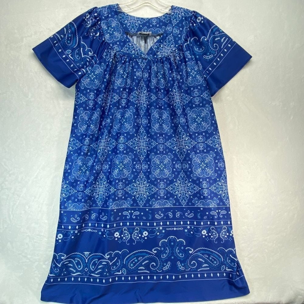 Vintage Vintage Anthony Richards Bandana Print Summer Shift house Dress Mumu S