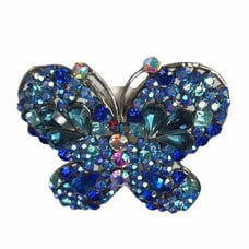 Butterfly Brooch Pin Womens Bling Rhinestone Peacock Blues Approx. 2 Statement