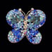 Butterfly Brooch Pin Womens Bling Rhinestone Peacock Blues Approx. 2 Statement