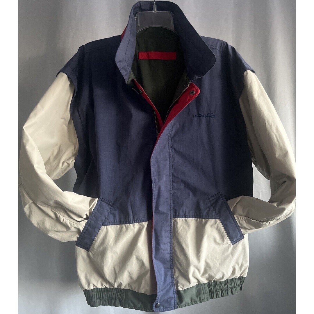 Allen Solly Reverse Bomber Flight Jacket Elastic Waist Length Snap Cuff Cotton
