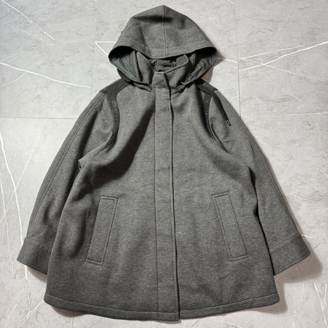 【Excellent Condition】 Brunello Cucinelli Monile Decorated Hoodie Jacket, Grey, Sweatshirt