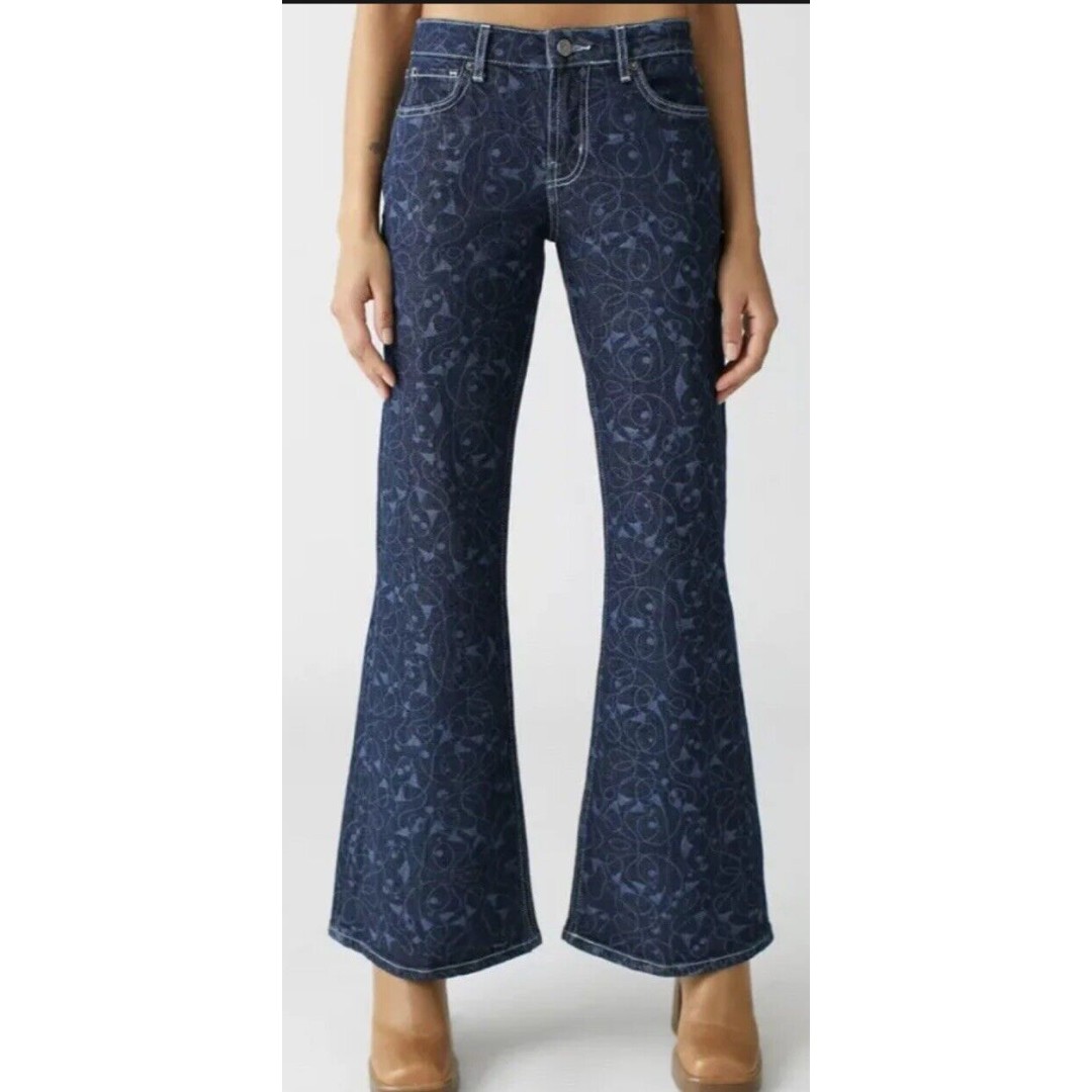 Urban Outfitters BDG Low Rise Flare Jeans Women’s Size 30 Dark Wash Print NWT