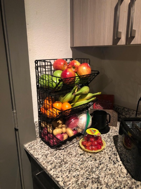 Hanging fruit basket inside cabinet; Metal Wire 3 Tier organizer;Baskets (Black)