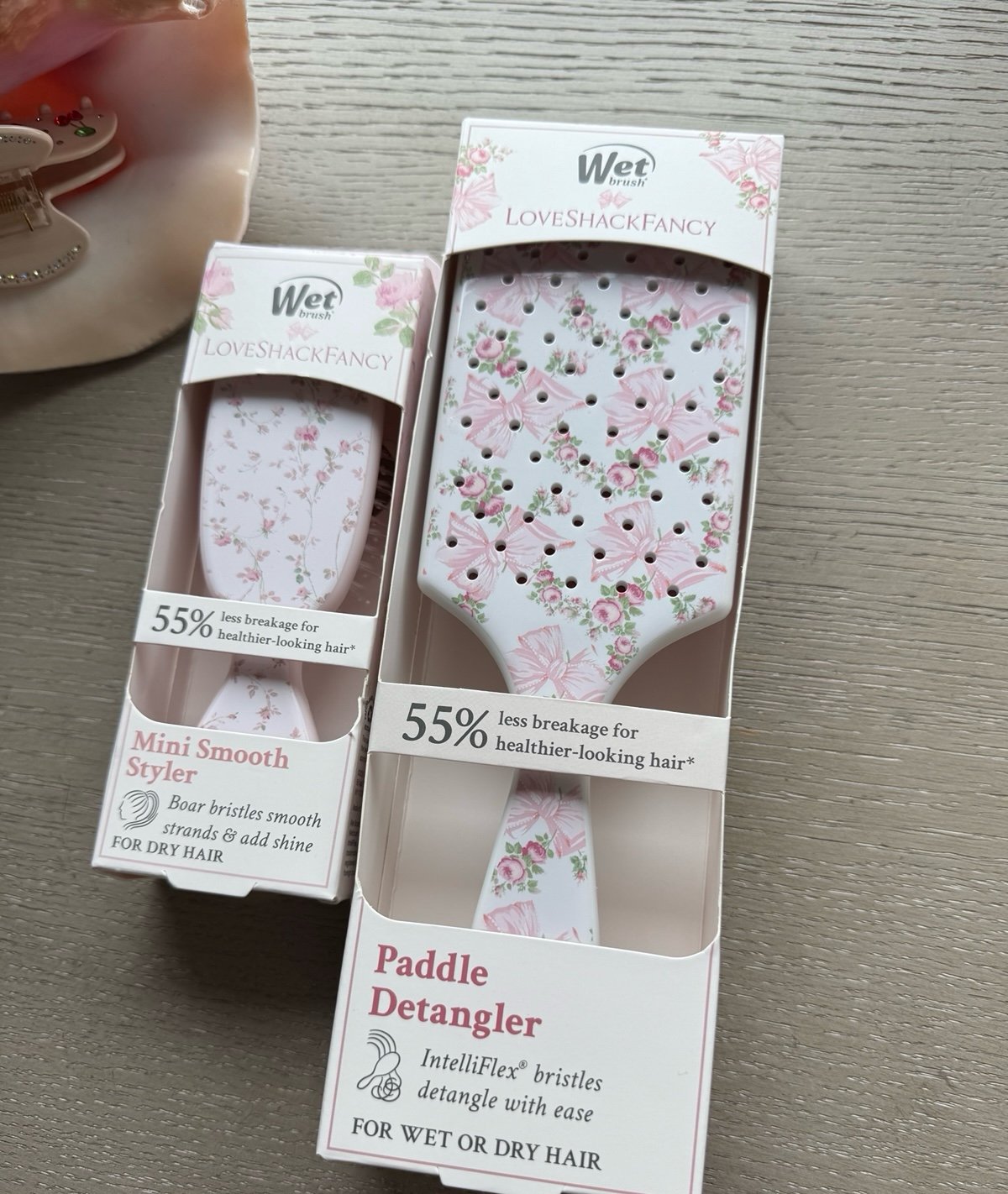 NWT Unopened LoveShackFancy hair brushes large paddle brush and small smooth