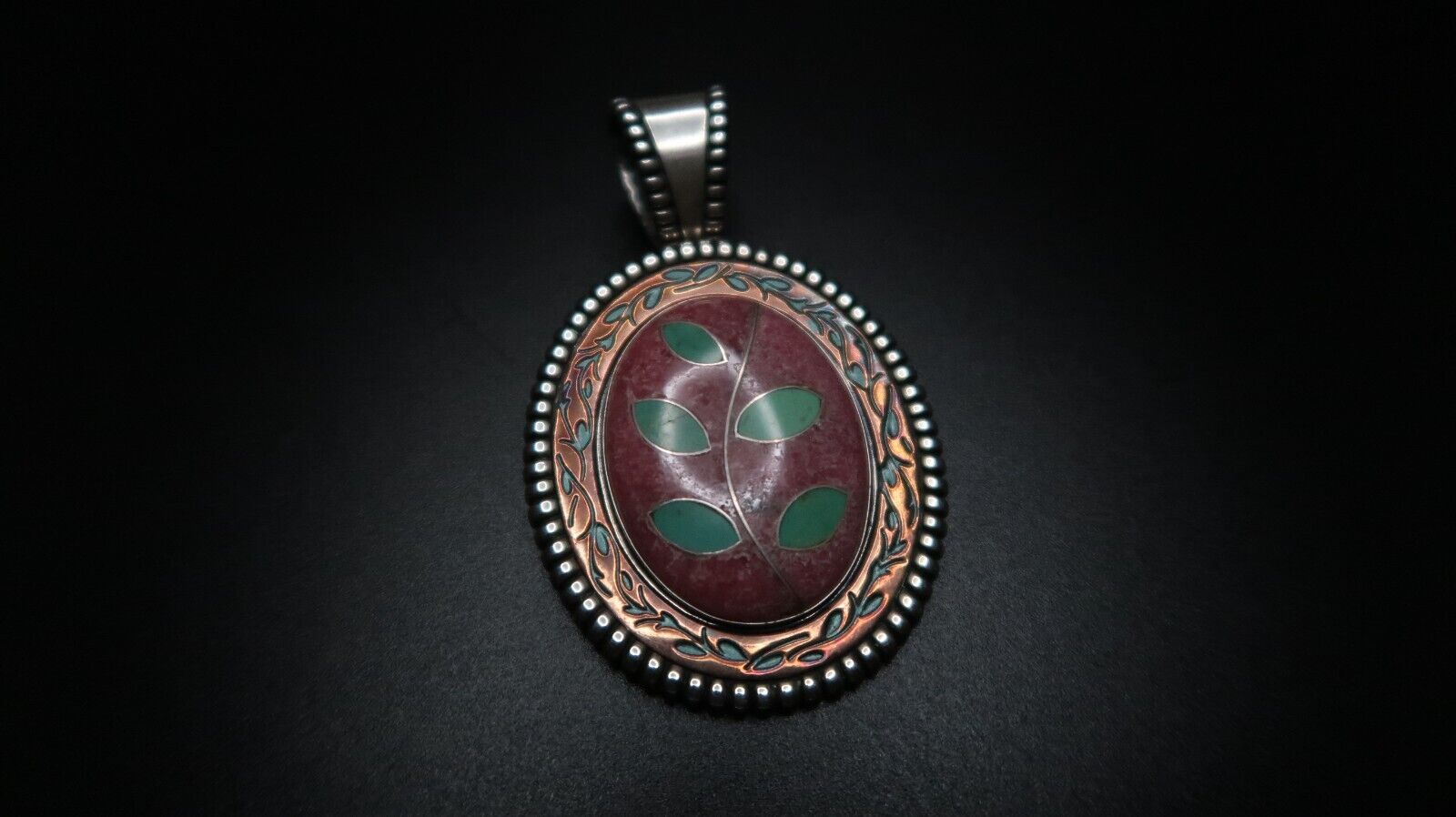 Carolyn Pollack Relios Sterling Silver Ruby Turquoise Necklace Pendant Brooch
