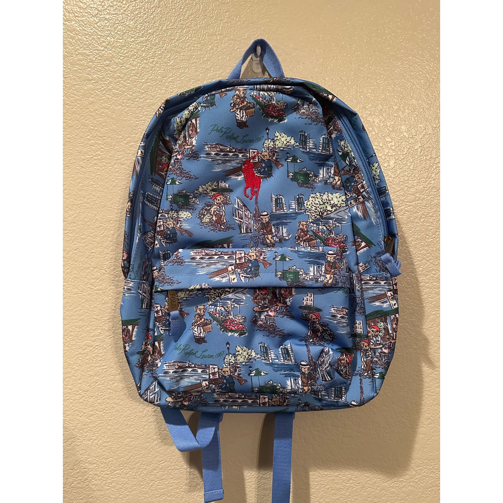 NWT Polo Ralph Lauren Bear Blue Backpack Travel Laptop Rare
